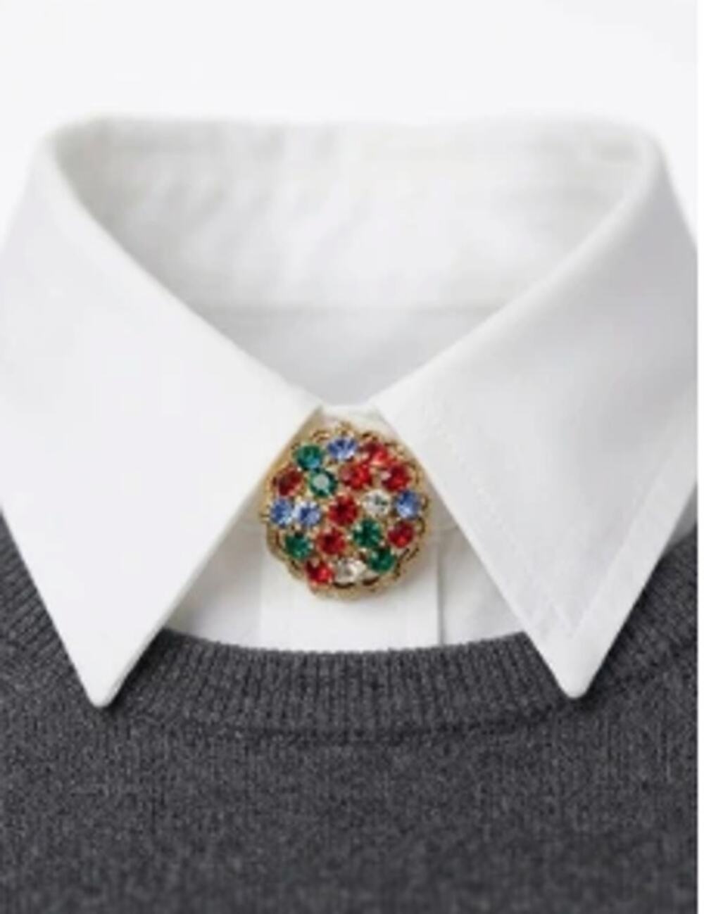 Button Cover Gold Tone Multi-Color Rhinestone Clip-On Vintage Estate Find